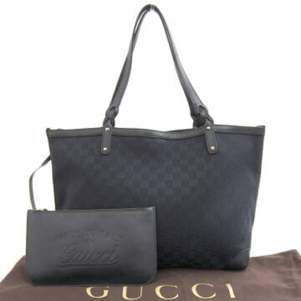 GUCCI GG Canvas Tote Shoulder Bag Black